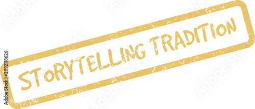 Canvastavla A worn yellow rubber stamp displays the cultural significance of storytelling tr