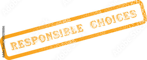 Картината върху платно A vintage orange rubber stamp displaying the important words Responsible Choices