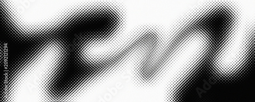 Abstract black and white halftone wave background banner