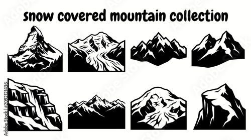 Photos spectacular snow covered mountains featuring icy summits glaciers alpine ridges