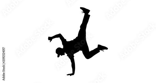 Canvas Print Breakdancer in action pose silhouette on transparent background