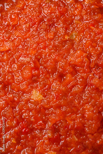 Cuadro en lienzo Red tomato Bolognese sauce with spices, salt, pepper, and herbs