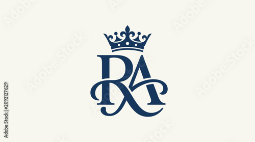 Bilde på lerret Royal monogram logo with crown emblem.