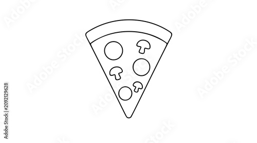 Obraz na płótnie Cheesy pizza slice vector icon, minimalist hand-drawn outline illustration of tr