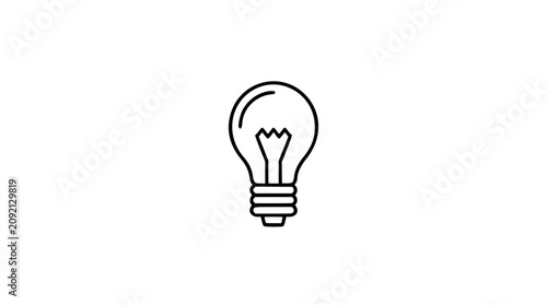Hand-drawn light bulb vector icon with minimalist black outline, glowing idea symbol for innovation, creativity, education, startup thinking, energy concepts, and clean scalable SVG design