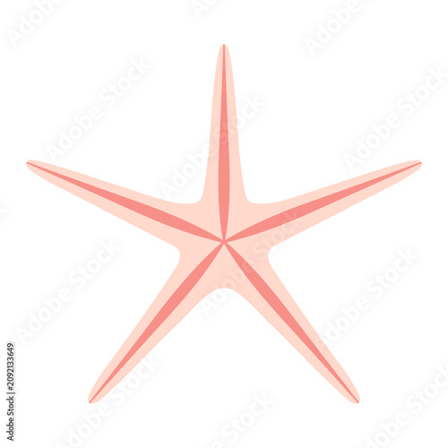 Obraz na plátně Minimalist thin pale pink starfish vector icon with slender sharp pointy arms isolated on white background