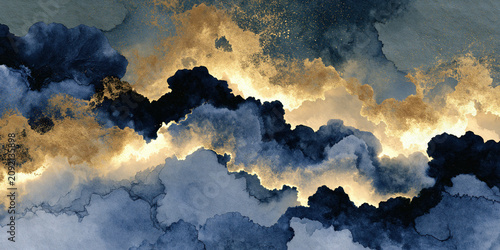 Dramatic Cloudscape with Golden Sunlight