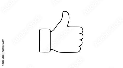 фотографія Thumbs up hand gesture vector icon, clean black outline illustration of approval