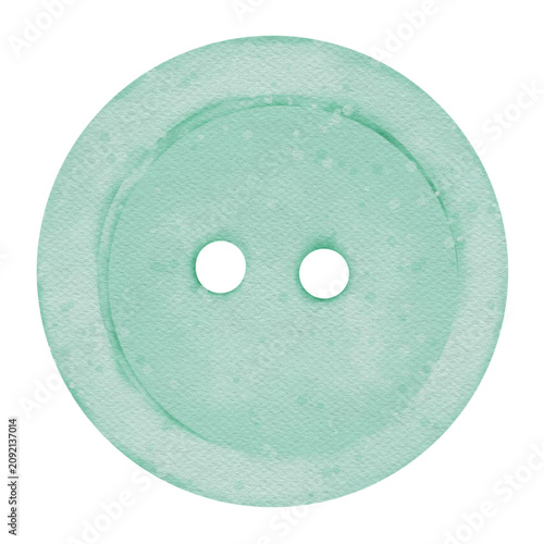 Green plastic button cartoon watercolor 