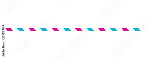 Foto A horizontal row of alternating magenta and cyan parallelograms, arranged in a r