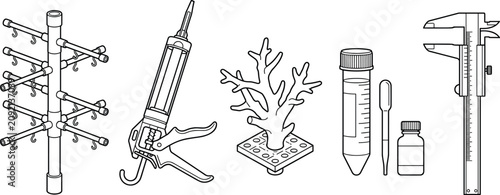 Photos Marine Biology Research Equipment Set Featuring Coral Fragment Propagation and L