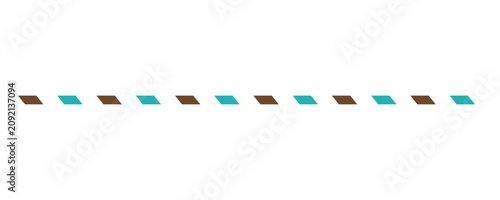 Tableau sur toile Horizontal row of alternating brown and turquoise parallelogram shapes, isolated