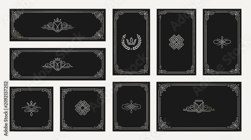 Elegant Vintage Ornaments Collection with Decorative Frames and Monograms