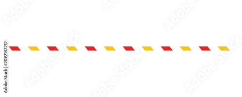 Obraz na płótnie Horizontal row of alternating red and yellow parallelogram dashes, isolated with