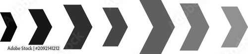 Foto Increasing arrows graphic with grayscale progression on white background represe