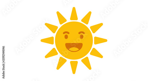 Smiling Sun Cartoon Character Face.
