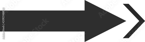 Obraz na płótnie A dark gray arrow pointing right with a smaller arrow following behind against a