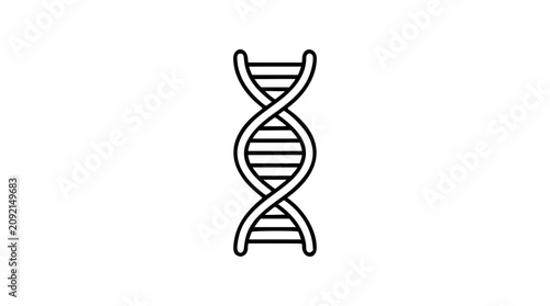 Foto Clean black and white line art vector icon of a DNA helix strand, ideal for genetics lessons, biotech branding, lab materials, and medical interfaces