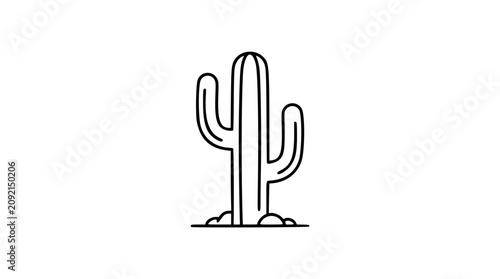 Obraz na płótnie Clean black and white line art vector icon of a desert cactus, perfect for southwest decor, xeriscape guides, botanical labels, or travel stickers