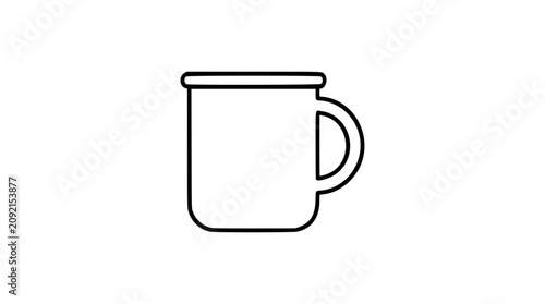 Bild auf Leinwand A clean black and white line art vector icon of a simple coffee mug, ready for coffee shop branding, brunch menus, cozy blogs, or cafe decor