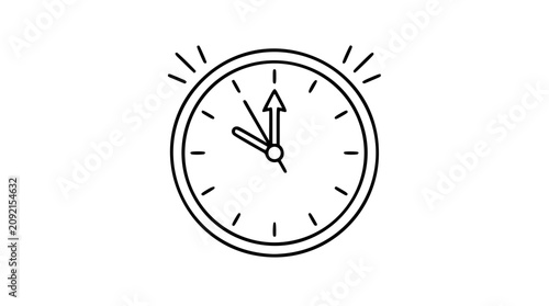 Billede på lærred A clean black and white line art vector icon of a clock face with hands indicating a deadline or time limit, ideal for scheduling, productivity, and time management designs
