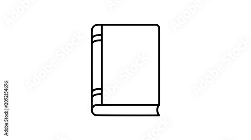 Foto Clean black and white line art vector icon of a simple closed book, useful for reading programs, academic notes, digital libraries, and learning menus