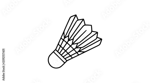 Canvastavla Minimalist black and white line art vector shuttlecock icon designed for sports technology interfaces, scoring apps, or badminton equipment packaging