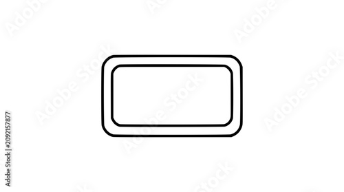 Tableau sur toile A clean black and white line art vector icon of a rectangular bar of soap with bubbles, excellent for hygiene, cleaning, or personal care product branding