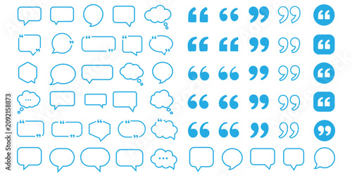 Bild auf Leinwand Quote mark icons set vector illustration, black quotation marks collection, punctuation symbols, typographic design elements