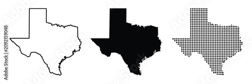 Photos Texas Map Silhouette: Three distinct representations of the state's outline