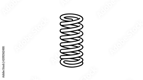 Fotografie A clean black and white line art vector icon of a coiled spring with evenly wound loops, useful for physics diagrams, mattress or automotive branding, or flexible mechanism illustrations