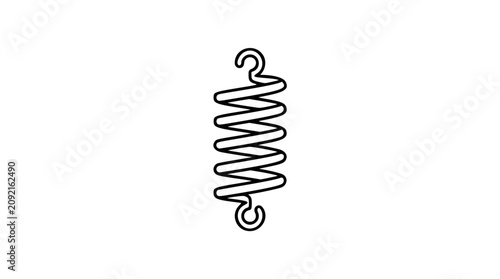 Cuadro en lienzo A clean black and white line art vector icon of a tightly coiled spring with compressed loops, perfect for industrial design, physics education, or mechanical component visualizations