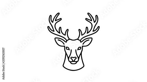Foto A clean black and white line art vector icon of a deer head with antlers, fitting for rustic decor brands, national park signage, or outdoor lifestyle merchandise