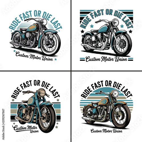 Canvas Print Vintage style motorcycle graphic design with bold custom typography text