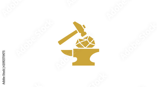 Tableau sur toile Golden Anvil with Mallet on Top.