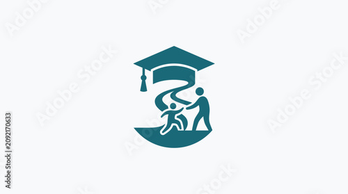 Graduation Cap Icon with People.