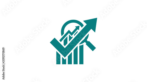 Canvas Print Green Arrow Graph Icon Success Growth.