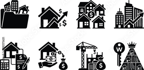 Schilderij op canvas Real Estate Investment Property Portfolio Management and Housing Market Finance