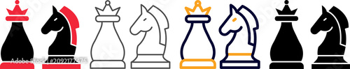 Photos Chess Strategy Icons Set – Filled, Outline, Color Outline & Glyph Vector Icons