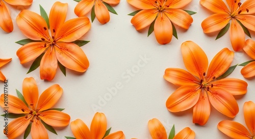 Vibrant Orange Lily Blooms Frame Gentle Light on Soft Surface