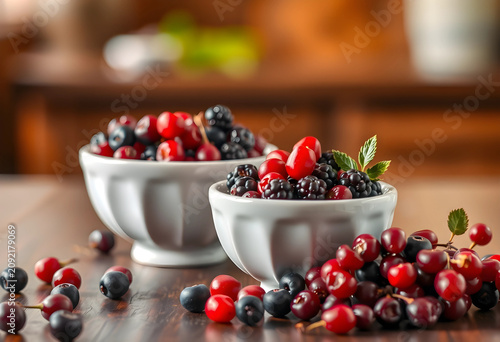 Two bowls of fresh barberri...
