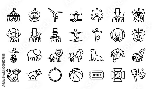 Canvas Print Circus icons and symbols