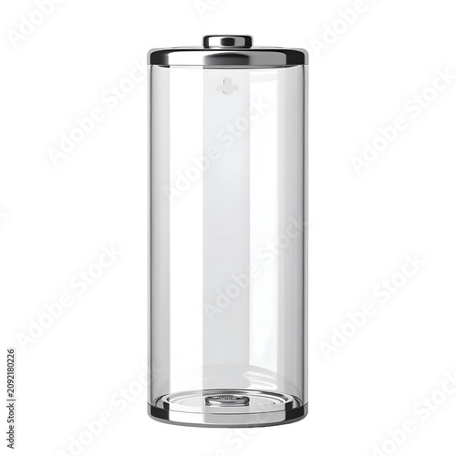 Transparent Empty Battery Shell Mockup Isolated on White Background