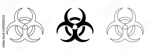 Cuadro en lienzo Biohazard symbol variations in black and white outline and solid fill