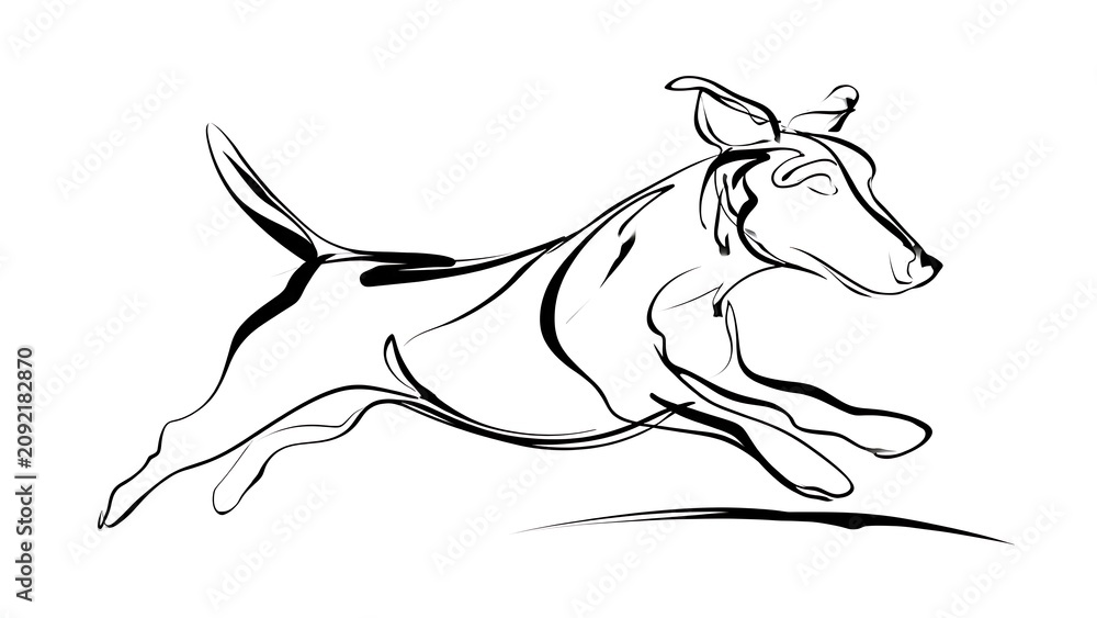 Fototapeta premium Running dog illustration on white background.