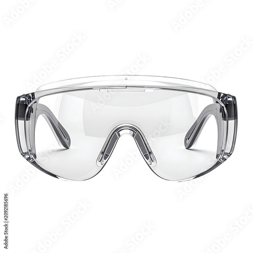 Professional Clear Protective Safety Goggles Isolated on White Background