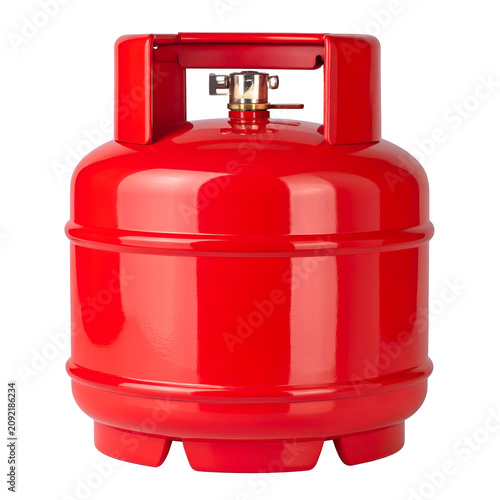 Red Propane Gas Tank Isolated on White Background for Industrial Use
