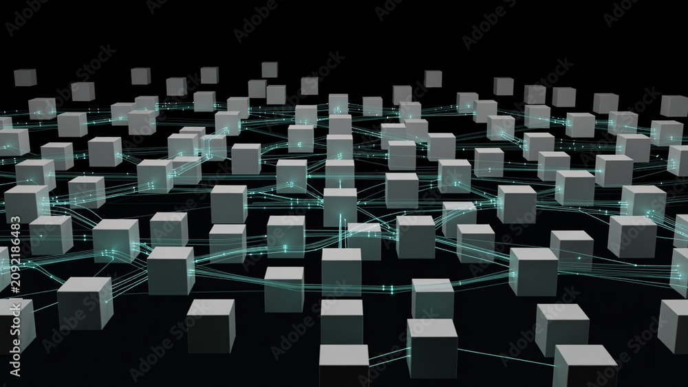 Fototapeta premium Minimalist Geometric Data Network Teal