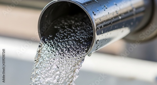 Clear Fresh Water Flowing From Modern Metal Faucet in Close Up