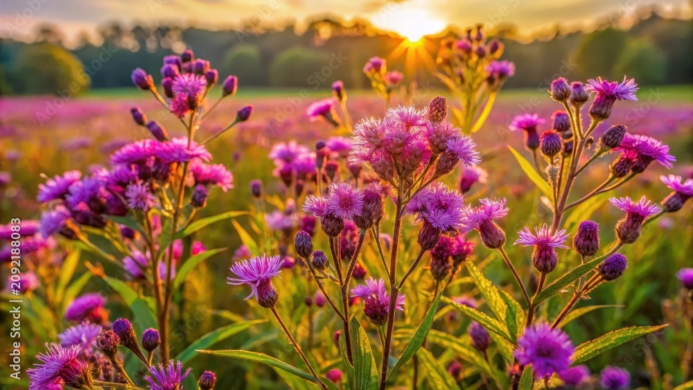 Obraz premium Colorful ironweed in a field